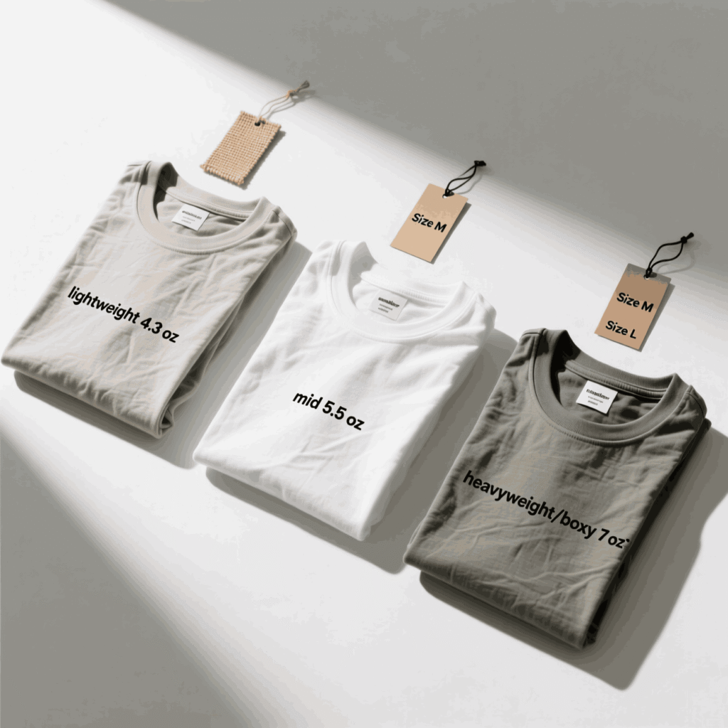 Fabric weight and cut: slim, heavyweight, and oversized tees