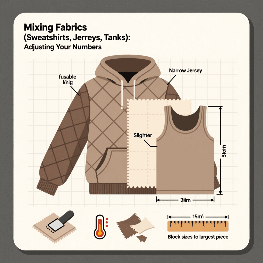 Mixing Fabrics (Sweatshirts, Jerseys, Tanks): Adjusting Your Numbers