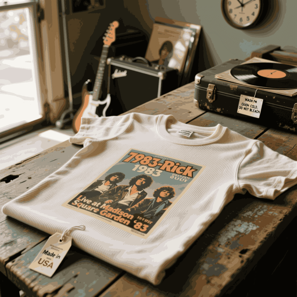 Single stitch t shirt era 70s 80s and early 90s quick cues