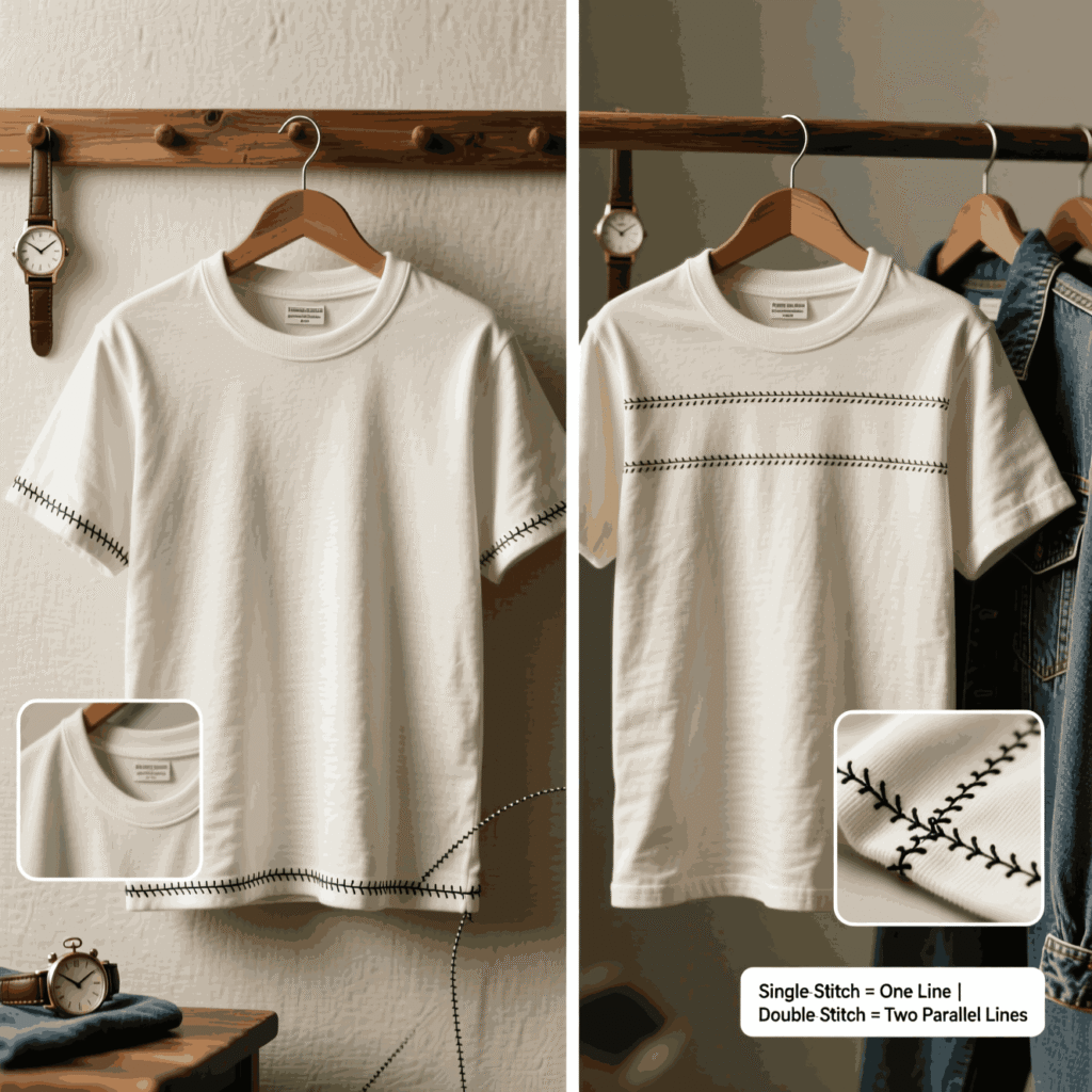 What is a single-stitch t-shirt vs double stitch?