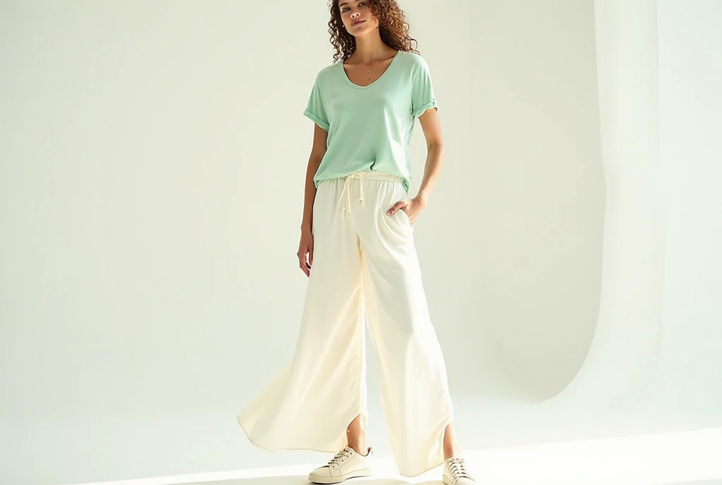 Off‑white and cream tones to soften green