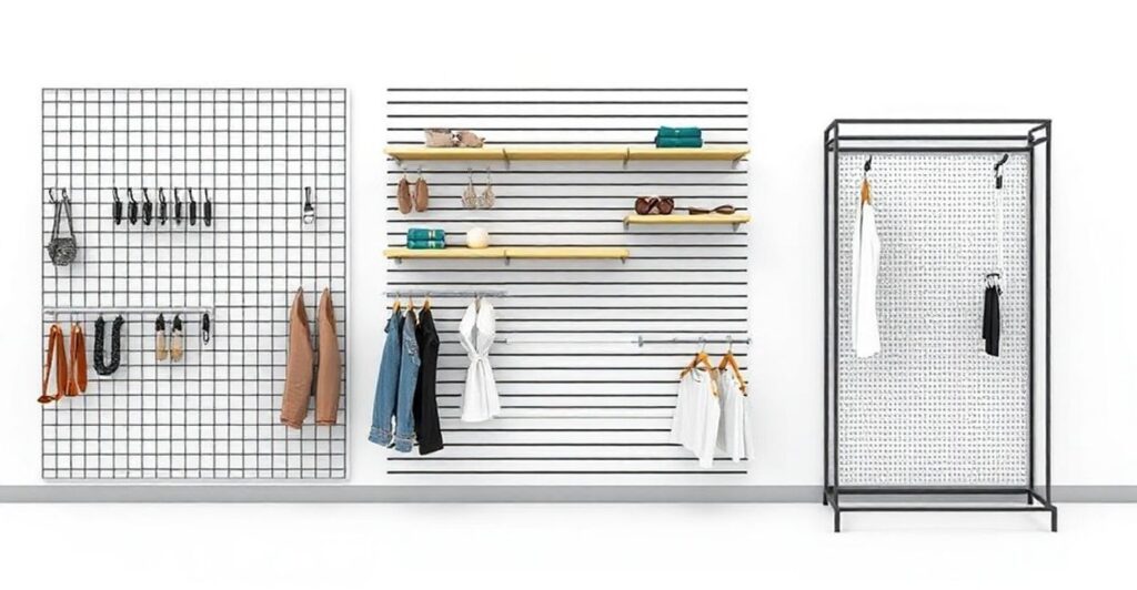 Pick your hardware wisely: gridwall, slatwall, or freestanding